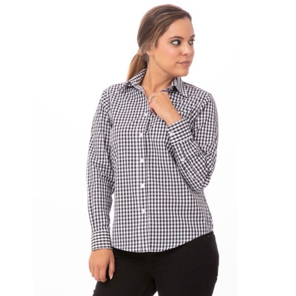 Chef Works GINGHAM Collared DRESS SHIRT - Picture 4 of 5